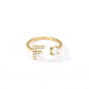 Open image in slideshow, A-Z Letter Gold Color Metal Adjustable Opening Ring Initials Name Alphabet Female Creative Finger Rings Trendy Party Jewelry
